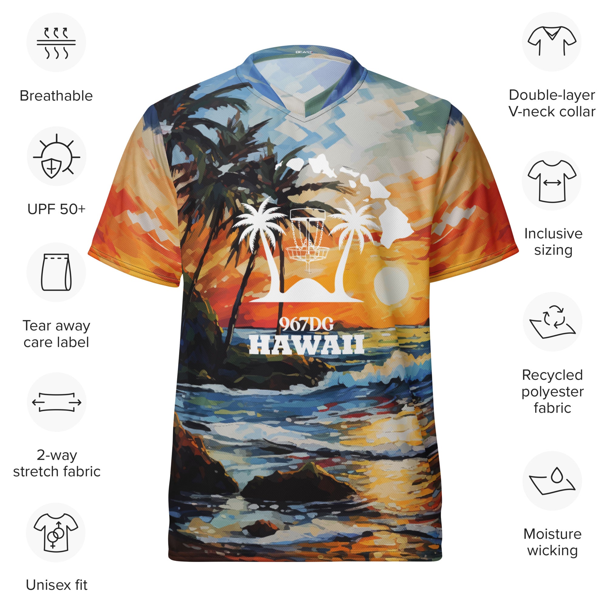 Hawaii DG Custom Jersey - Sunset – Beast Disc Golf